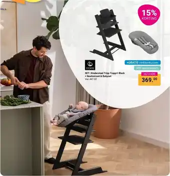 Van Asten BabySuperstore Stokke SET Kinderstoel Tripp Trapp Black + Newbornset & Babyset aanbieding
