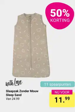 Van Asten BabySuperstore With love Slaapzak Zonder Mouw Sleep Sand aanbieding