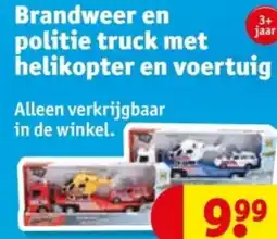 Kruidvat Brandweer en politie truck met helikopter en voertuig aanbieding