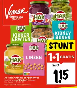Vomar Voordeelmarkt Alle Hak Groente of Appelmoes of Pakken aanbieding