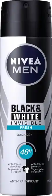 Bol.com Nivea Deospray Men - Invisible Black & White 150ML aanbieding