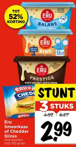 Vomar Voordeelmarkt Eru Smeerkaas of Cheddar Slices aanbieding