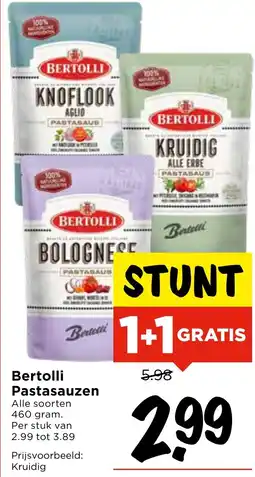 Vomar Voordeelmarkt Bertolli Pastasauzen aanbieding