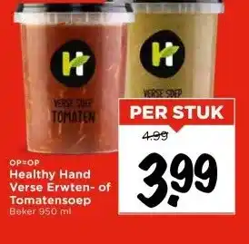 Vomar Voordeelmarkt Healthy Hand Verse Erwten- of aanbieding