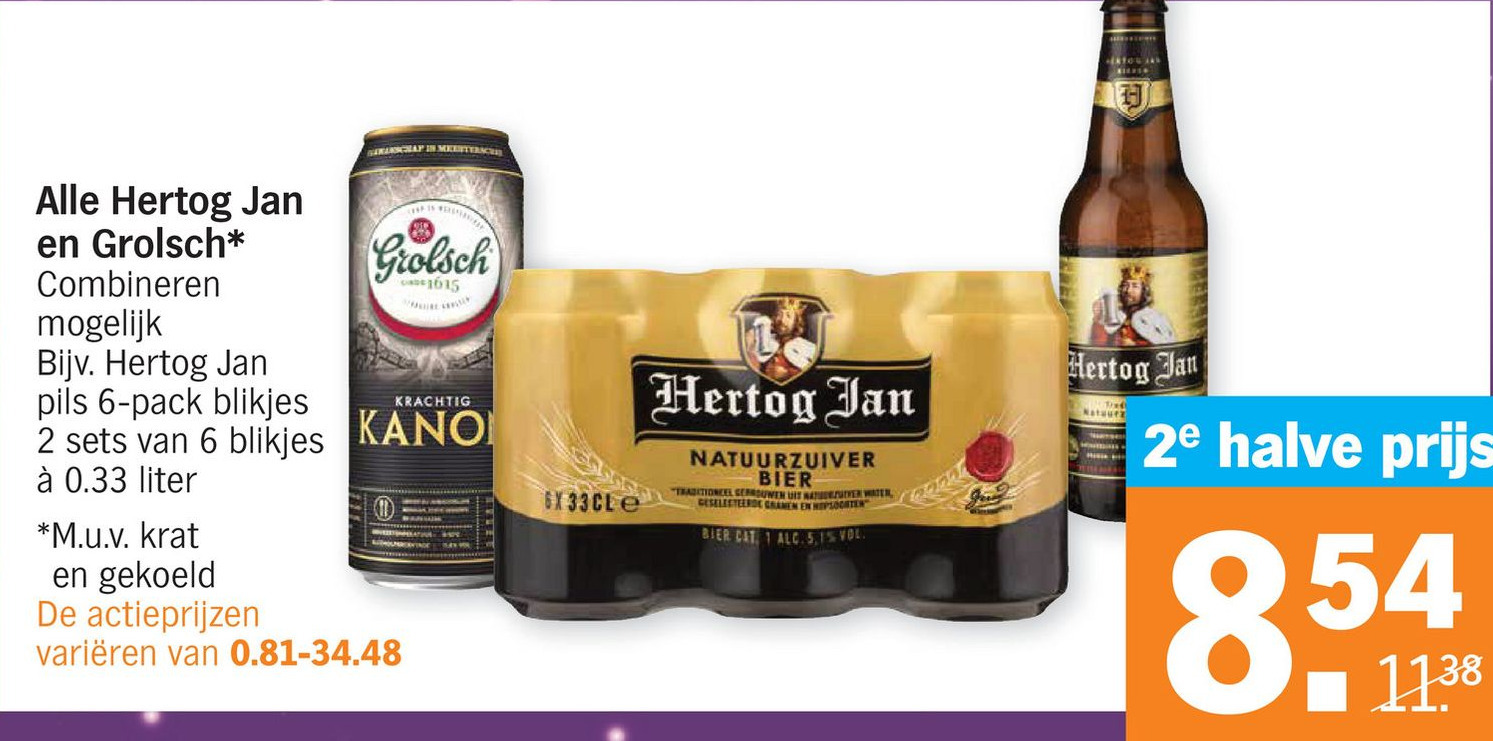 Alle Hertog Jan en Grolsch* aanbieding bij Albert Heijn Alle Hertog Jan en Grolsch* aanbieding bij Albert Heijn