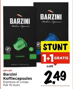Vomar Voordeelmarkt Barzini Koffiecapsules Espresso of Lungo aanbieding