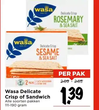 Vomar Voordeelmarkt Wasa Delicate Crisp of Sandwich aanbieding