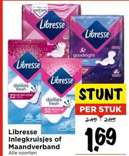 Vomar Voordeelmarkt Libresse Inlegkruisjes of Maandverband aanbieding