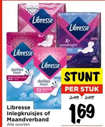 Vomar Voordeelmarkt Libresse Inlegkruisjes of Maandverband aanbieding