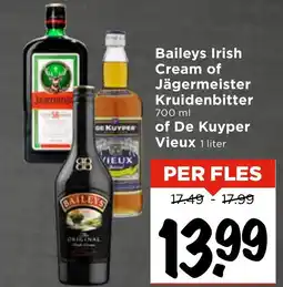 Vomar Voordeelmarkt Baileys Irish Cream of Jägermeister Kruidenbitter of De Kuyper Vieux aanbieding