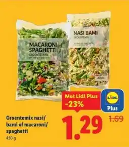 Lidl Groentemix nasi/ bami of macaroni/ spaghetti aanbieding