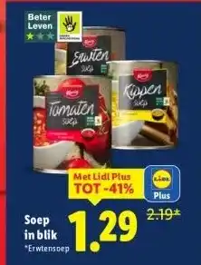 Lidl Soep in blik aanbieding