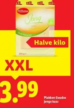 Lidl Plakken Goudse jonge kaas aanbieding