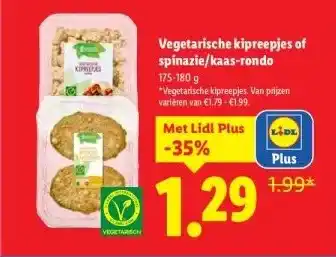 Lidl Vegetarische kipreepjes of spinazie/kaas-rondo aanbieding