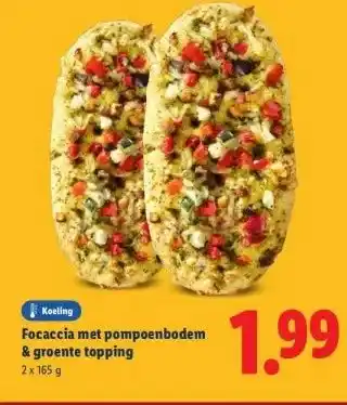 Lidl Focaccia met pompoenbodem & groente topping aanbieding