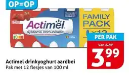 Hoogvliet Actimel drinkyoghurt aardbei aanbieding