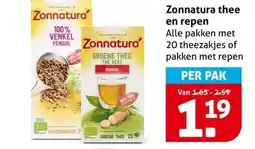 Hoogvliet Zonnatura thee en repen aanbieding