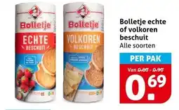 Hoogvliet Bolletje echte of volkoren beschuit aanbieding