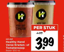Vomar Voordeelmarkt Healthy Hand Verse Erwten of Tomatensoep aanbieding