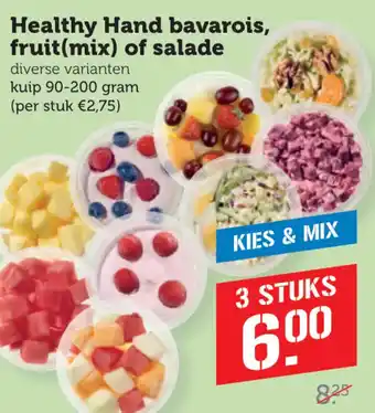 Coop Healthy Hand bavarois, fruit mix of salade aanbieding