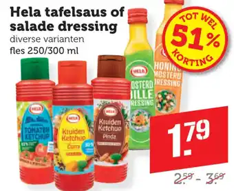 Coop Hela tafelsaus of salade dressing diverse varianten aanbieding