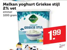 Coop Melkan yoghurt Griekse stijl 2% vet aanbieding