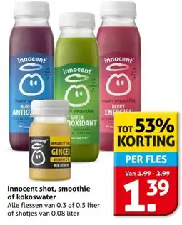 Hoogvliet Innocent shot, smoothie of kokoswater aanbieding
