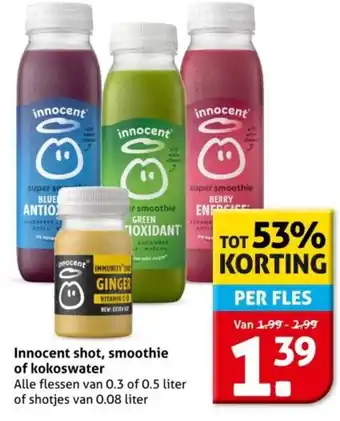 Hoogvliet Innocent shot, smoothie of kokoswater aanbieding