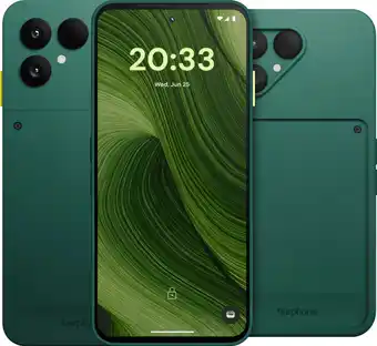 Coolblue Fairphone 6 256GB Groen 5G + Fairphone 6 Protective Back Cover Groen aanbieding