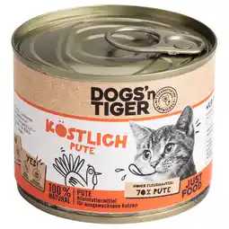 Zooplus Voordeelpakket: 12x200g Dogs'n Tiger Adult Cat Overheerlijke kalkoen kattenvoer nat aanbieding