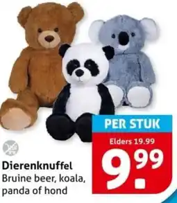Hoogvliet Dierenknuffel Bruine beer, koala, panda of hond aanbieding