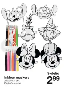 Zeeman Inkleur maskers aanbieding