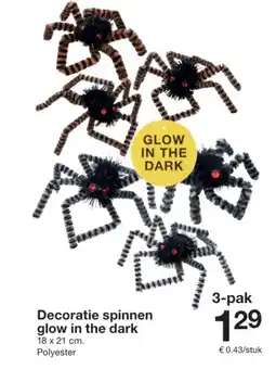 Zeeman Decoratie spinnen glow in the dark aanbieding