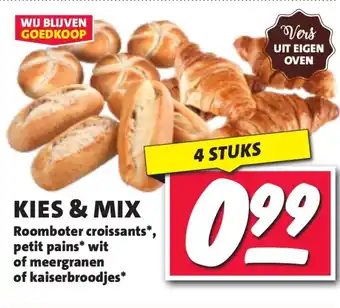 Nettorama Roomboter croissants petit pains wit of meergranen of kaiserbroodjes aanbieding