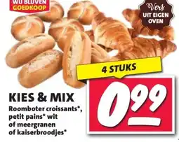 Nettorama KIES & MIX Roomboter croissants, petit pains wit of meergranen of kaiserbroodjes aanbieding