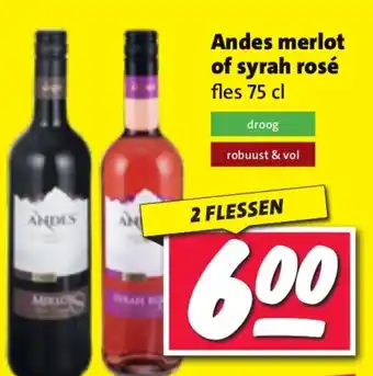 Nettorama Andes merlot of syrah rosé aanbieding