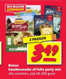 Nettorama Bonzo hondensnacks of Felix party mix aanbieding