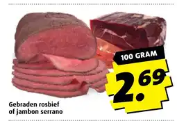 Boni Gebraden rosbief of jambon serrano aanbieding