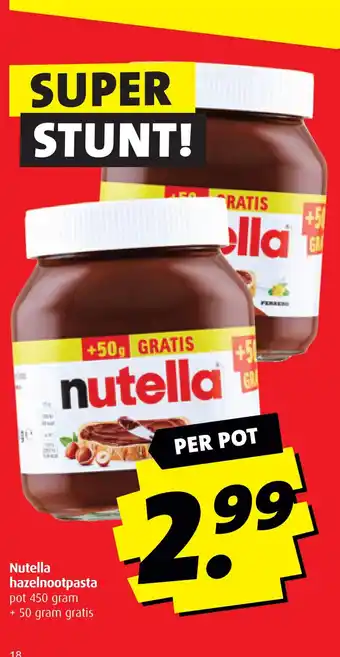 Boni Nutella hazelnootpasta aanbieding