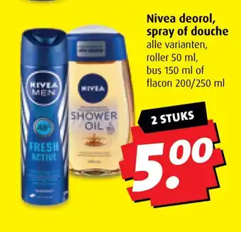 Boni Nivea deorol, spray of douche aanbieding