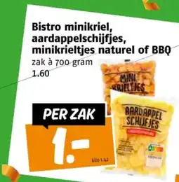 Poiesz Bistro minikriel, aardappelschijfjes, minikrieltjes naturel of BBQ aanbieding