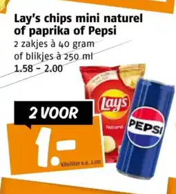 Poiesz Lay's chips mini naturel of paprika of Pepsi aanbieding