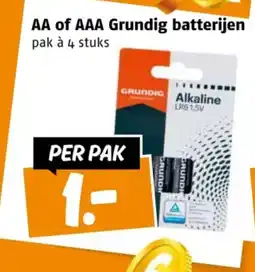 Poiesz AA of AAA Grundig batterijen aanbieding