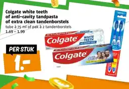 Poiesz Colgate white teeth of anti-cavity tandpasta of extra clean tandenborstels aanbieding
