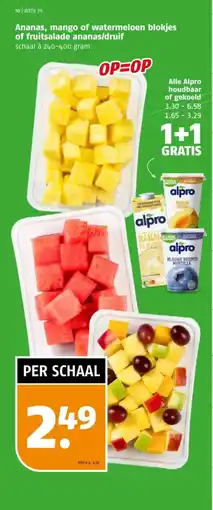 Poiesz Ananas, mango of watermeloen blokjes of fruitsalade ananas/druif aanbieding