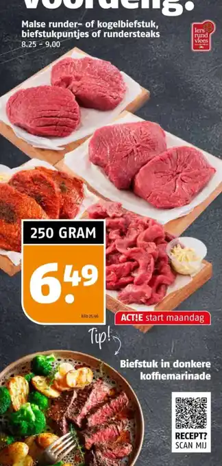 Poiesz Malse runder- of kogelbiefstuk, biefstukpuntjes of rundersteaks aanbieding