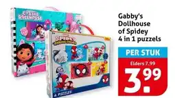 Hoogvliet Gabby's Dollhouse of Spidey 4 in 1 puzzels aanbieding