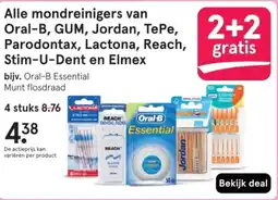 Etos Alle mondreinigers van Oral-B, GUM, Jordan, TePe, Parodontax, Lactona, Reach, Stim-U-Dent en Elmex aanbieding