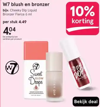 Etos W7 blush en bronzer aanbieding