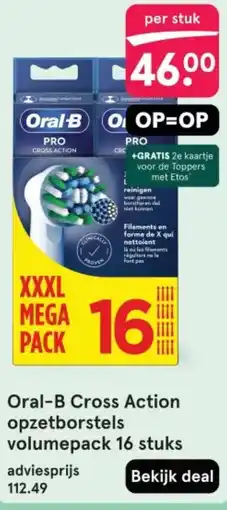 Etos Oral-B Cross Action opzetborstels volumepack 16 stuks aanbieding